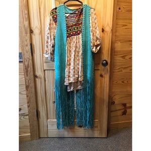Turquoise Fridge Duster + Aztec mini dress